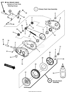 Primary Chain Case And Smooth Clutch Diagram and Parts List for 7800669 (107280340)(2010) Briggs and Stratton Lawn Tractor
